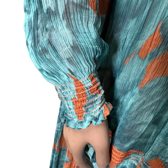 Anthropologie The Marais Printed Chiffon Maxi Dress Tiered Ruffle Ties Tassel MP - Picture 5 of 7